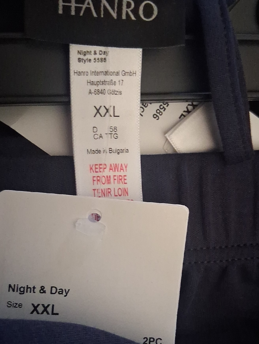 Hanro Navy Night & Day XXL Sleepwear Lounge Set 2 Pcs